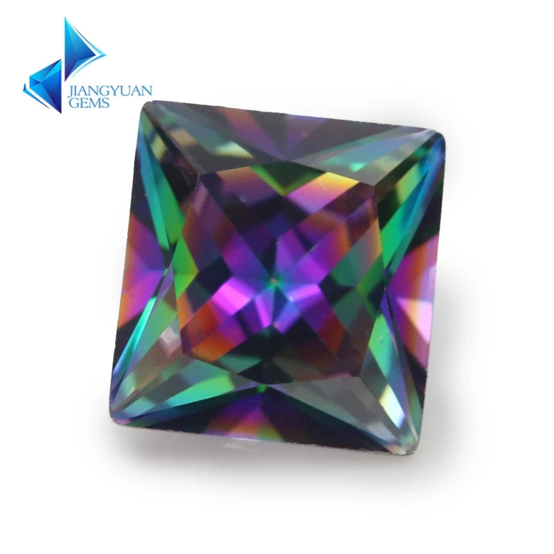50pcs 3x3-12x12mm 5A Square Princess Cut Plating Mix Color CZ Stone Loose Cubic Zirconia Synthetic Gemstone for Jewelry