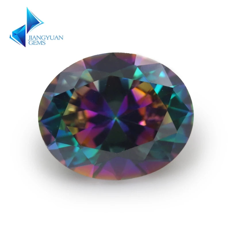 50pcs 3x5-10x12mm 5A Oval Cut Plating Mix Color CZ Stone Loose Cubic Zirconia Synthetic Gemstone for Jewelry