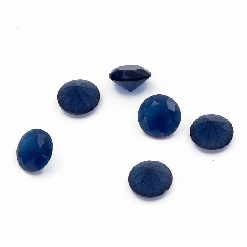 Size 4.0~10.0mm Round Cut AQ27 Blue Glass Stone Loose Synthetic Gemstone for Jewelry