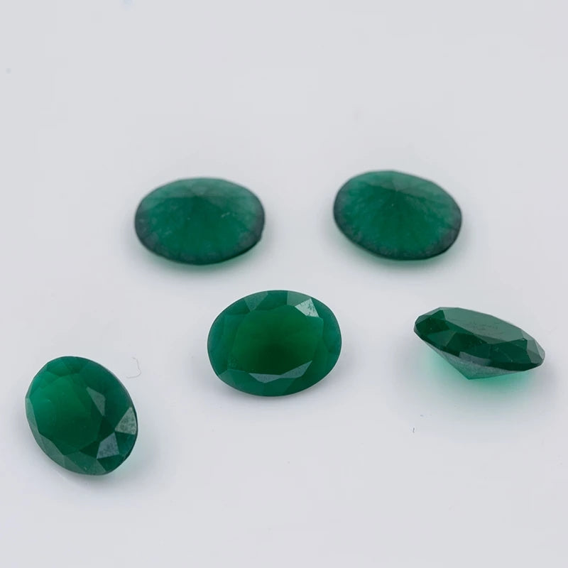 Size 3x5~10x12mm Oval Cut AQ28 Green Glass Stone Loose Synthetic Gemstone for Jewelry