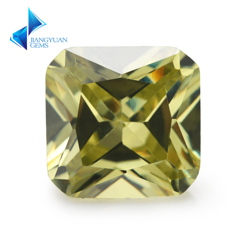 50pcs 3x3-10x10mm 5A Square Octangle Cut Olive Yellow CZ Stone Loose Cubic Zirconia Synthetic Gemstone for Jewelry