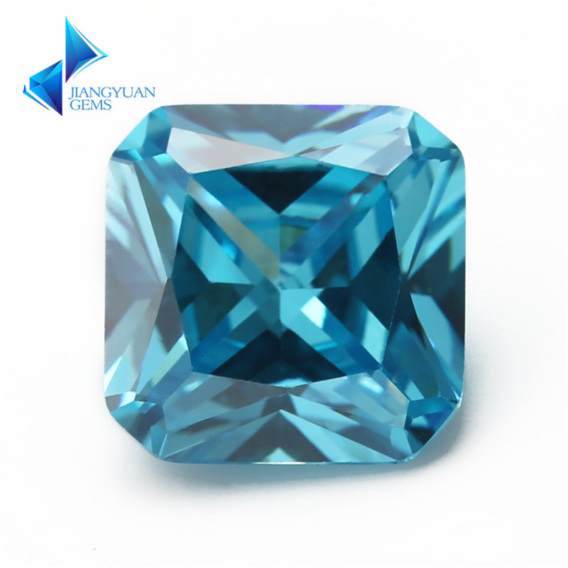 Size 3x3-10x10mm 5A Square Octangle Cut Sea Blue CZ Stone Loose Cubic Zirconia Synthetic Gemstone for Jewelry