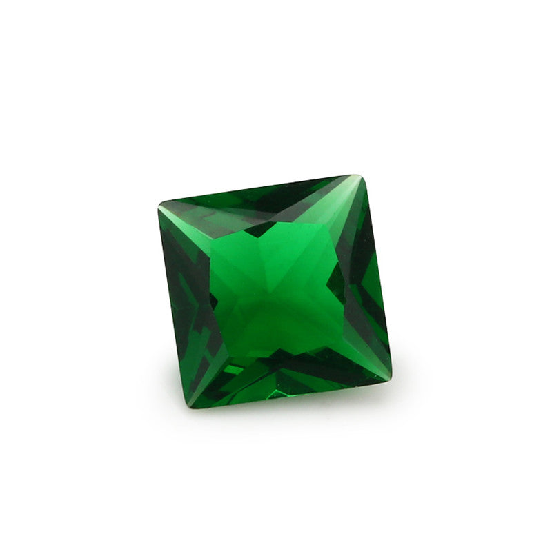 Size 3x3~10x10mm Square Princess Cut Green Glass Stone Loose Synthetic Gemstone for Jewelry