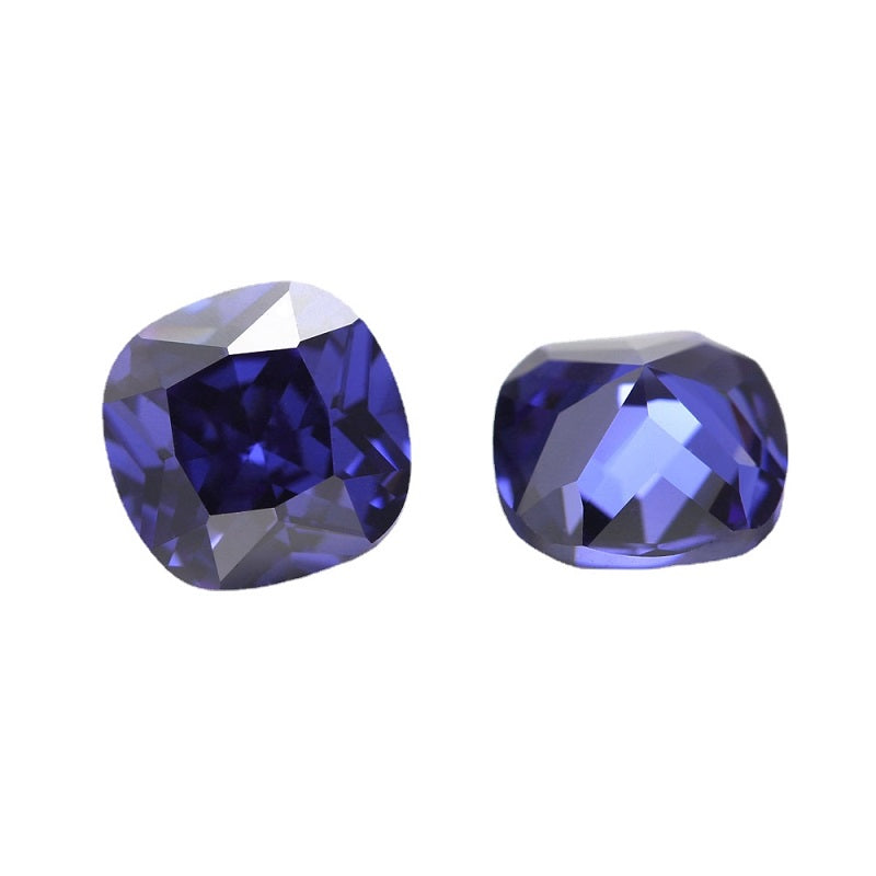 Size 4x4-10x10mm 5A Cushion Cut Tanzanite Color CZ Stone Loose Cubic Zirconia Synthetic Gemstone for Jewelry
