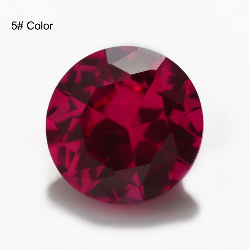 Size 3.5~10.0mm Round Cut 5# Red Stone Loose Corundum Synthetic Gemstone for Jewelry