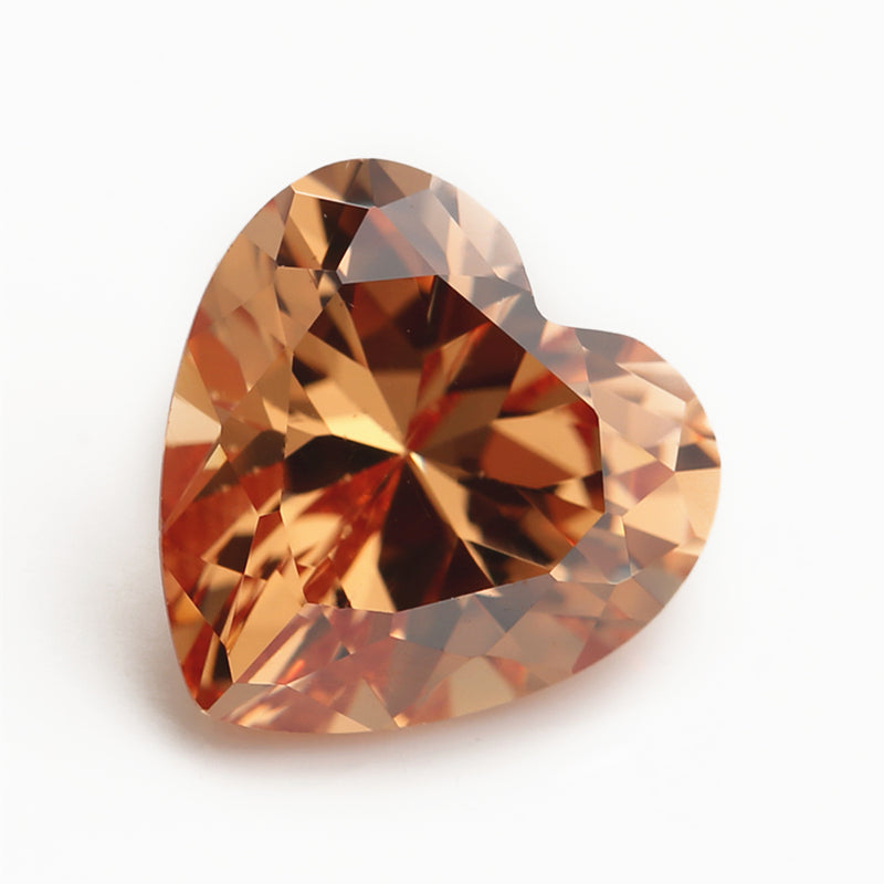 50pcs 3x3-10x10mm 5A Heart Cut Champagne CZ Stone Loose Cubic Zirconia Synthetic Gemstone for Jewelry