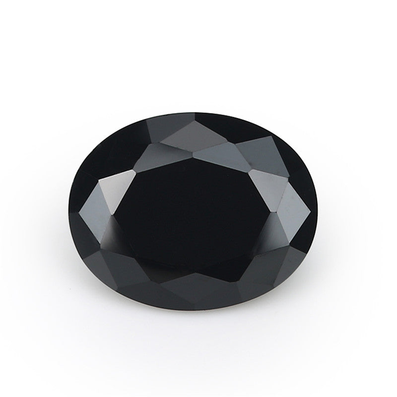 Size 3x5~10x12mm Oval Cut Black Glass Stone Loose Synthetic Gemstone for Jewelry