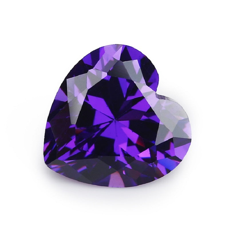 50pcs 3x3-10x10mm 5A Heart Cut Violet CZ Stone Loose Cubic Zirconia Synthetic Gemstone for Jewelry
