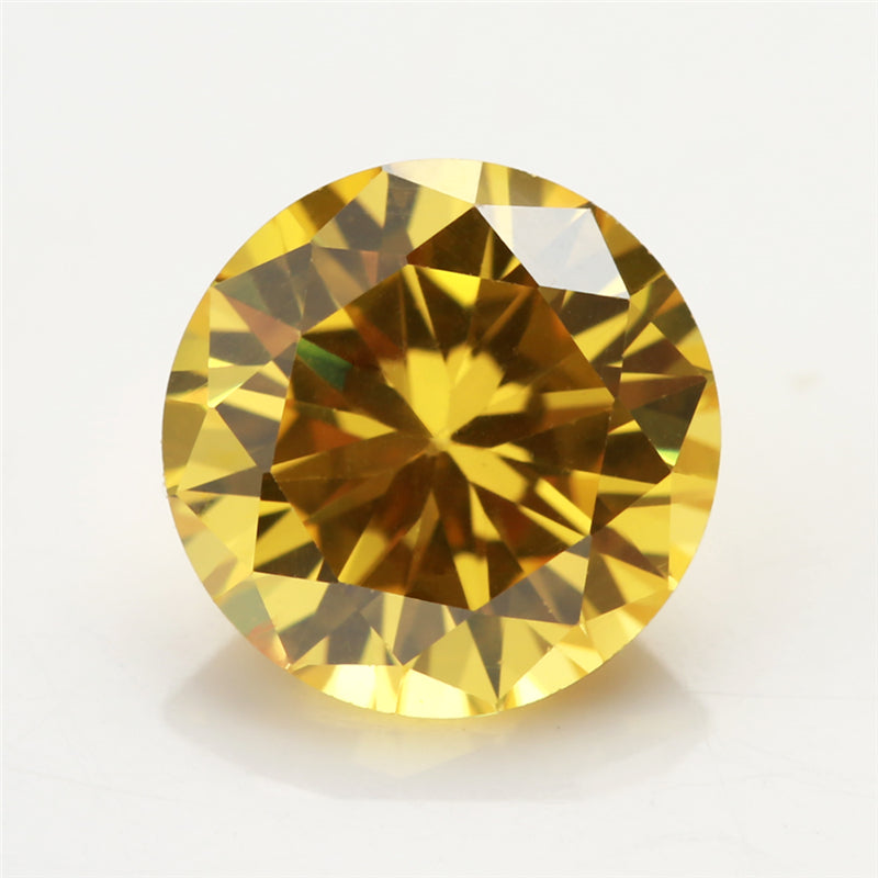 Size 0.8-12.0mm 5A Round Cut Golden Yellow CZ Stone Loose Cubic Zirconia Synthetic Gemstone for Jewelry