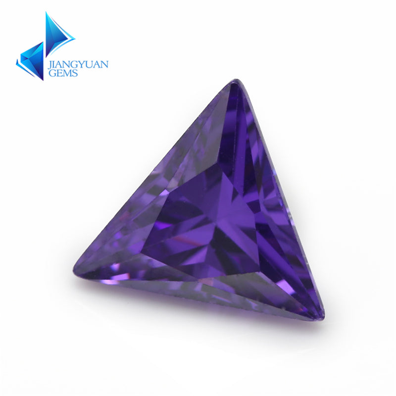 50pcs 3x3~10x10mm 5A Triangle Cut Cut Violet CZ Stone Loose Cubic Zirconia Synthetic Gemstone for Jewelry