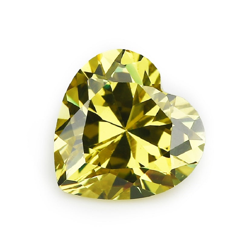 50pcs 3x3-10x10mm 5A Heart Cut Olive Yellow CZ Stone Loose Cubic Zirconia Synthetic Gemstone for Jewelry