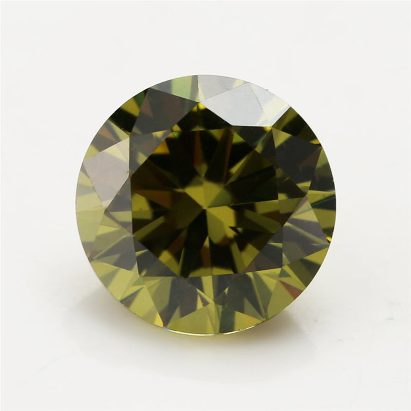 Size 0.8-12.0mm 5A Round Cut Olive Green CZ Stone Loose Cubic Zirconia Synthetic Gemstone for Jewelry