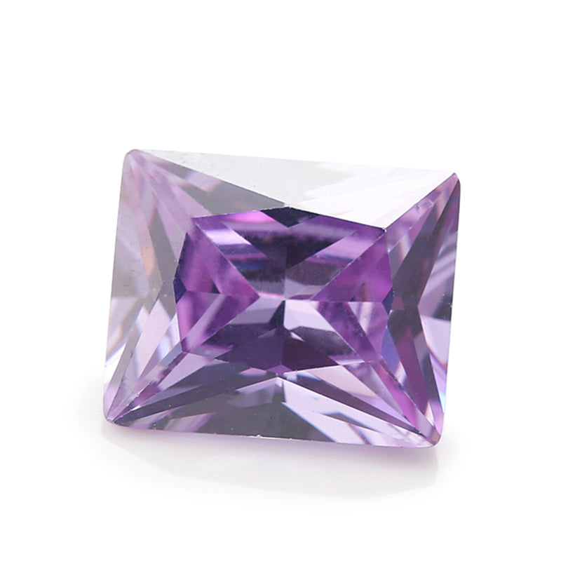 50pcs 3x5-10x12mm 5A Rectangle Cut Lavender Color CZ Stone Loose Cubic Zirconia Synthetic Gemstone for Jewelry