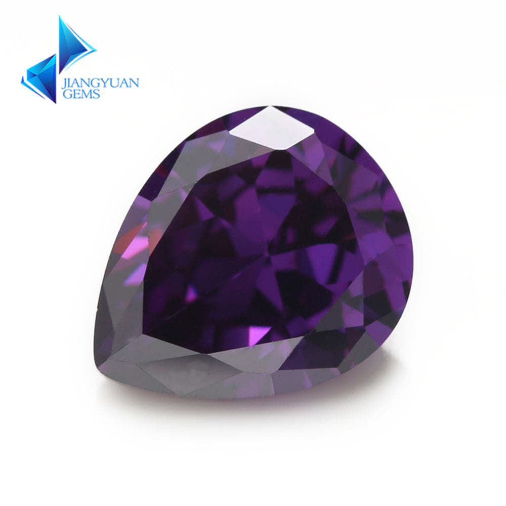 Size 3x5~10x12mm 5A Pear Cut Amethyst Color CZ Stone Loose Cubic Zirconia Synthetic Gemstone for Jewelry