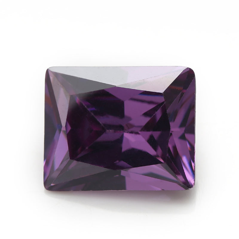 50pcs 3x5-10x12mm 5A Rectangle Cut Amethyst Color CZ Stone Loose Cubic Zirconia Synthetic Gemstone for Jewelry