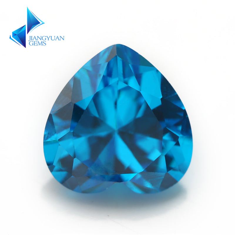 Size 3x3-10x10mm 5A Heart Cut Deep Sea blue CZ Stone Loose Cubic Zirconia Synthetic Gemstone for Jewelry