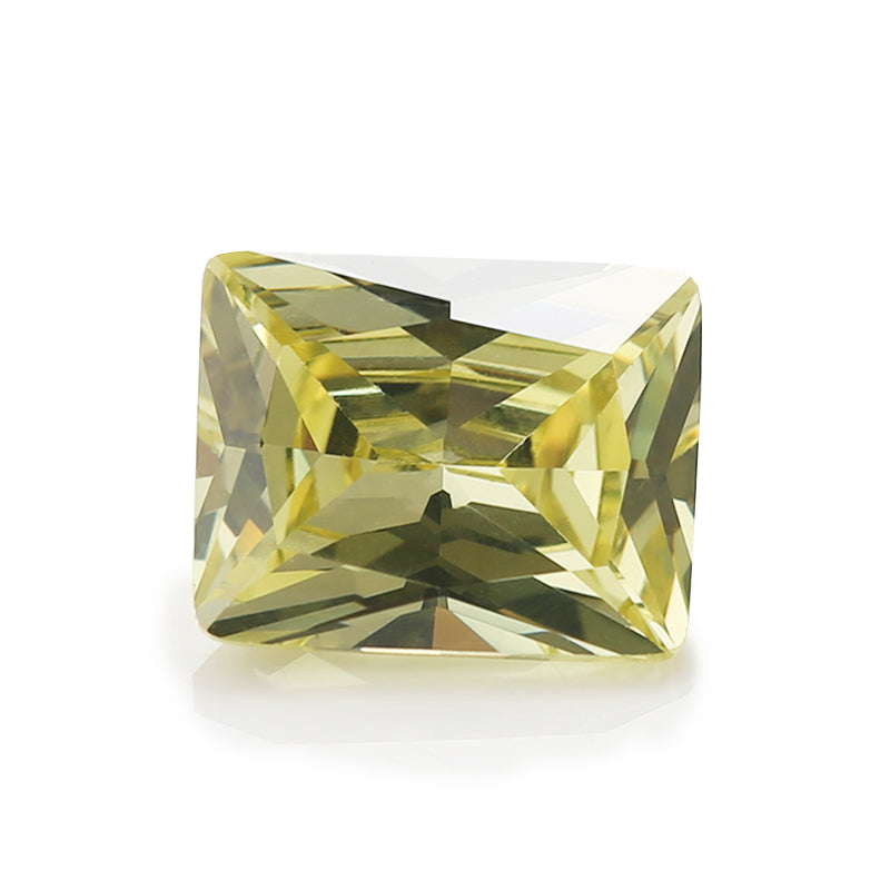 50pcs 3x5-9x11mm 5A Rectangle Cut Olive Yellow CZ Stone Loose Cubic Zirconia Synthetic Gemstone for Jewelry