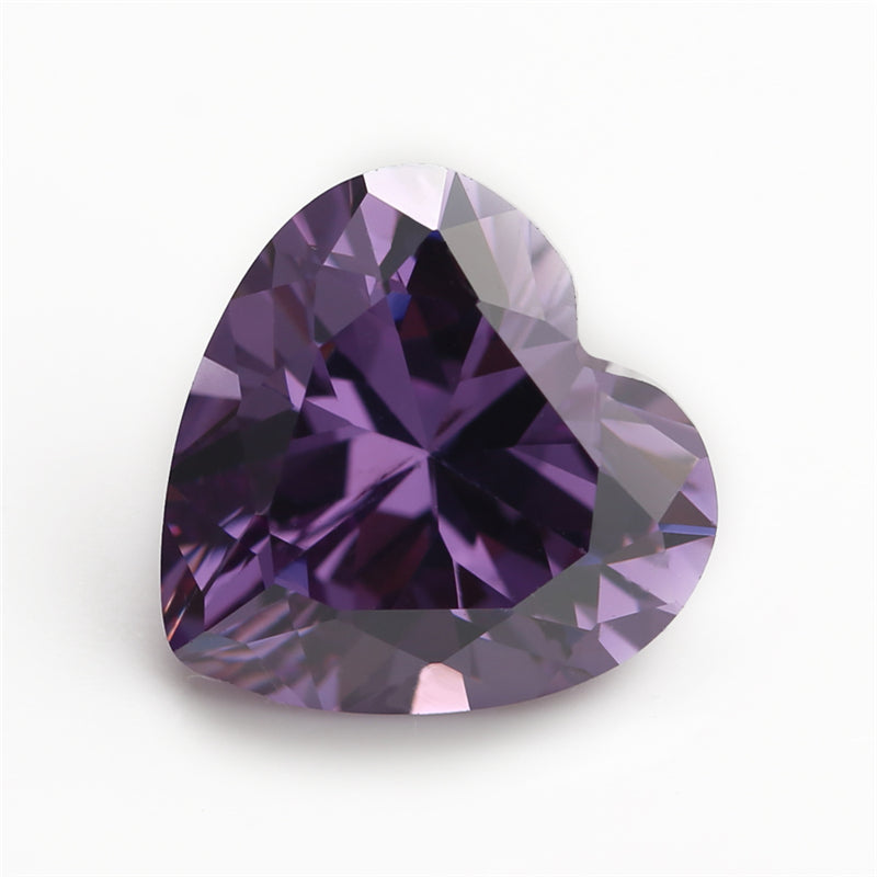 50pcs 3x3-10x10mm 5A Heart Cut Amethyst Color CZ Stone Loose Cubic Zirconia Synthetic Gemstone for Jewelry