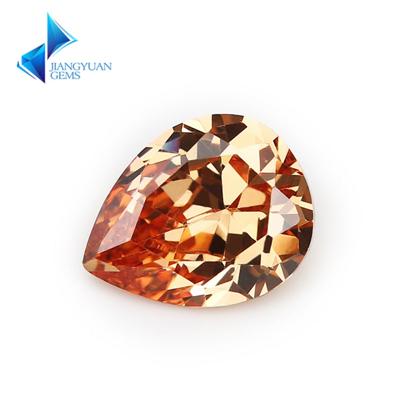 Size 3x5~10x12mm 5A Pear Cut Champagne CZ Stone Loose Cubic Zirconia Synthetic Gemstone for Jewelry