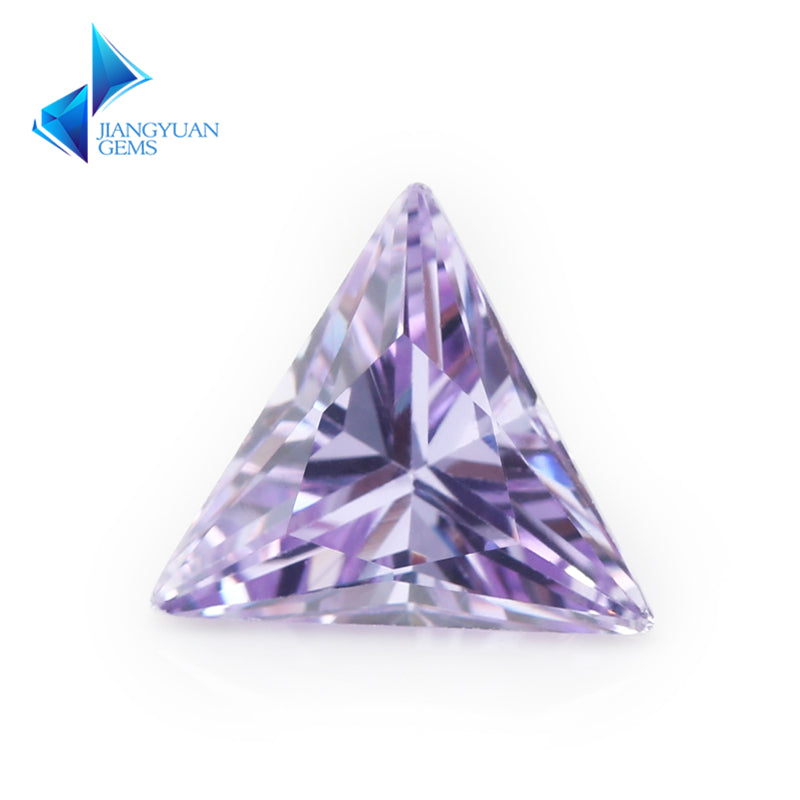 50pcs 3x3~10x10mm 5A Triangle Cut Cut Lavender Color CZ Stone Loose Cubic Zirconia Synthetic Gemstone for Jewelry