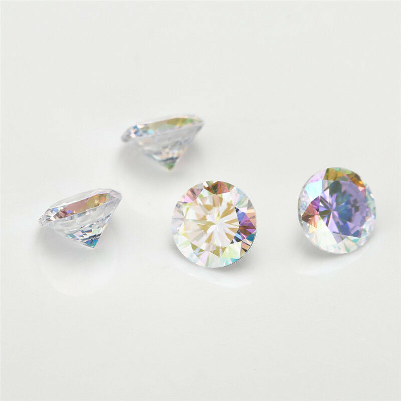 Size 1.0-12.0mm 5A Round Cut Plating AB Color CZ Stone Loose Cubic Zirconia Synthetic Gemstone for Jewelry