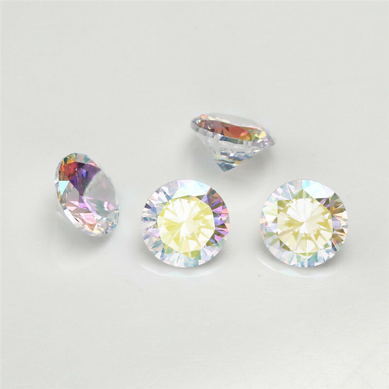Size 1.0-12.0mm 5A Round Cut Plating AB Color CZ Stone Loose Cubic Zirconia Synthetic Gemstone for Jewelry