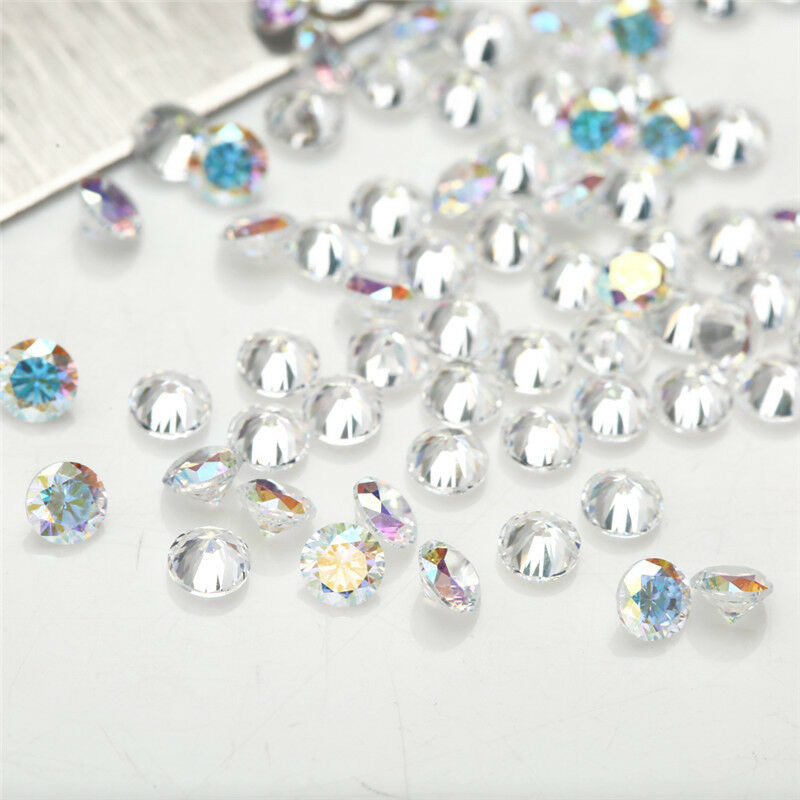 Size 1.0-12.0mm 5A Round Cut Plating AB Color CZ Stone Loose Cubic Zirconia Synthetic Gemstone for Jewelry