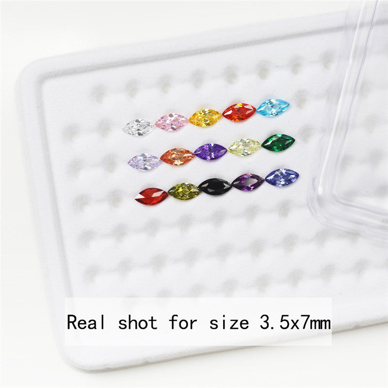 1PCS Per Colors Total 15pcs Size 4x8mm~7x14mm Marquise Shape Loose Cubic Zirconia Stone