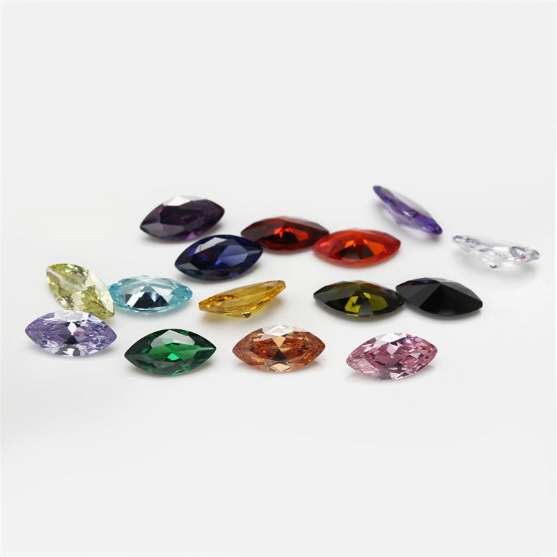1PCS Per Colors Total 15pcs Size 4x8mm~7x14mm Marquise Shape Loose Cubic Zirconia Stone