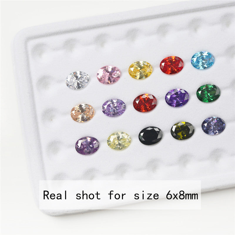 1PCS Per Colors Total 15pcs Size 4x6mm ~ 10x12mm Oval Shape Loose Cubic Zirconia Stone