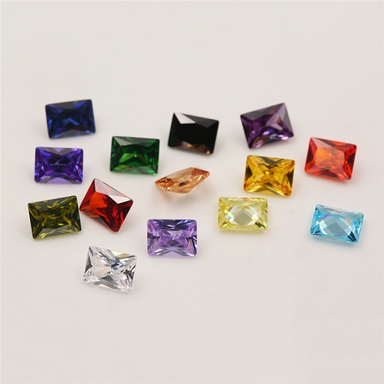 1PCS Per Colors Total 15pcs Size 4x6mm ~ 8x10mm Rectangle Shape Loose Cubic Zirconia Stone For Jewelry DIY