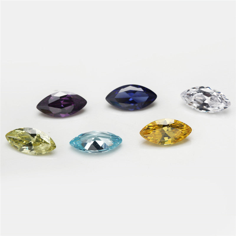 1PCS Per Colors Total 15pcs Size 4x8mm~7x14mm Marquise Shape Loose Cubic Zirconia Stone