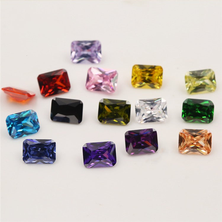 1PCS Per Colors Total 15pcs Size 4x6mm ~ 10x12mm Octangle Shape Loose Cubic Zirconia Stone