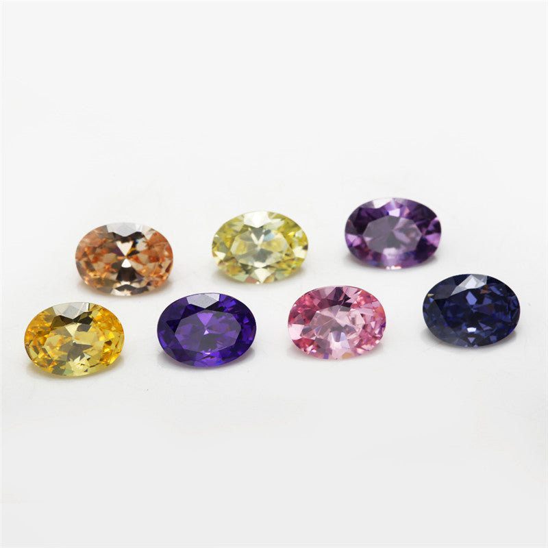 1PCS Per Colors Total 15pcs Size 4x6mm ~ 10x12mm Oval Shape Loose Cubic Zirconia Stone