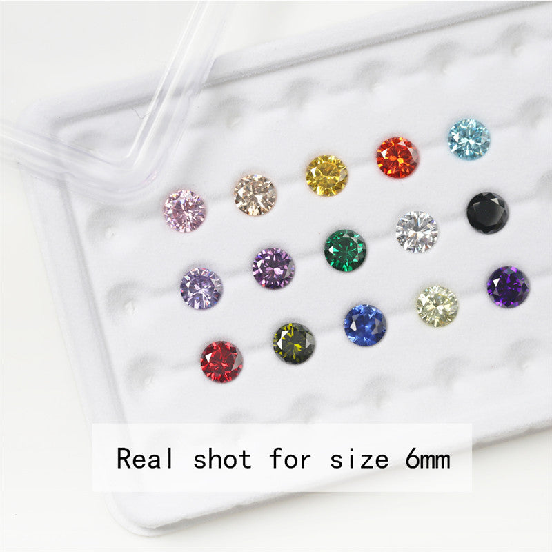 1PCS Per Colors Total 15pcs Size 4mm~10mm Round Shape Loose Cubic Zirconia Stone CZ Synthetic Gemstone