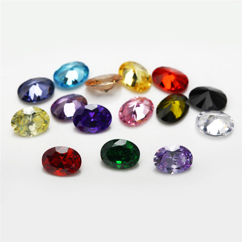 1PCS Per Colors Total 15pcs Size 4x6mm ~ 10x12mm Oval Shape Loose Cubic Zirconia Stone