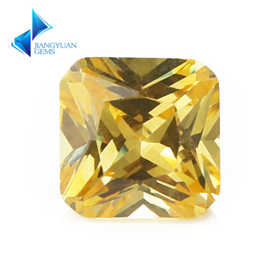 50pcs 3x3-10x10mm 5A Square Octangle Cut Golden Yellow CZ Stone Loose Cubic Zirconia Synthetic Gemstone for Jewelry