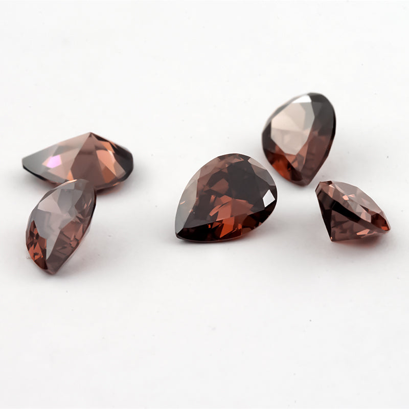 Size 3x5~10x12mm 5A Pear Cut Coffee Color CZ Stone Loose Cubic Zirconia Synthetic Gemstone for Jewelry