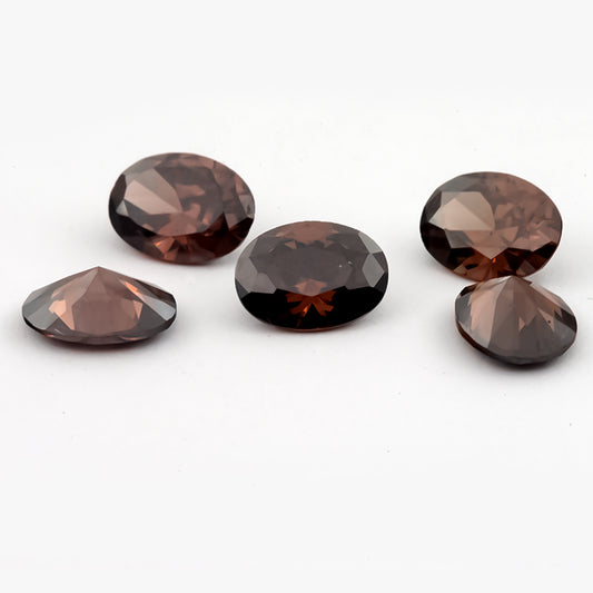 Size 3x5~10x12mm 5A Oval Cut Coffee Color CZ Stone Loose Cubic Zirconia Synthetic Gemstone for Jewelry