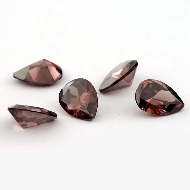 Size 3x5~10x12mm 5A Pear Cut Coffee Color CZ Stone Loose Cubic Zirconia Synthetic Gemstone for Jewelry