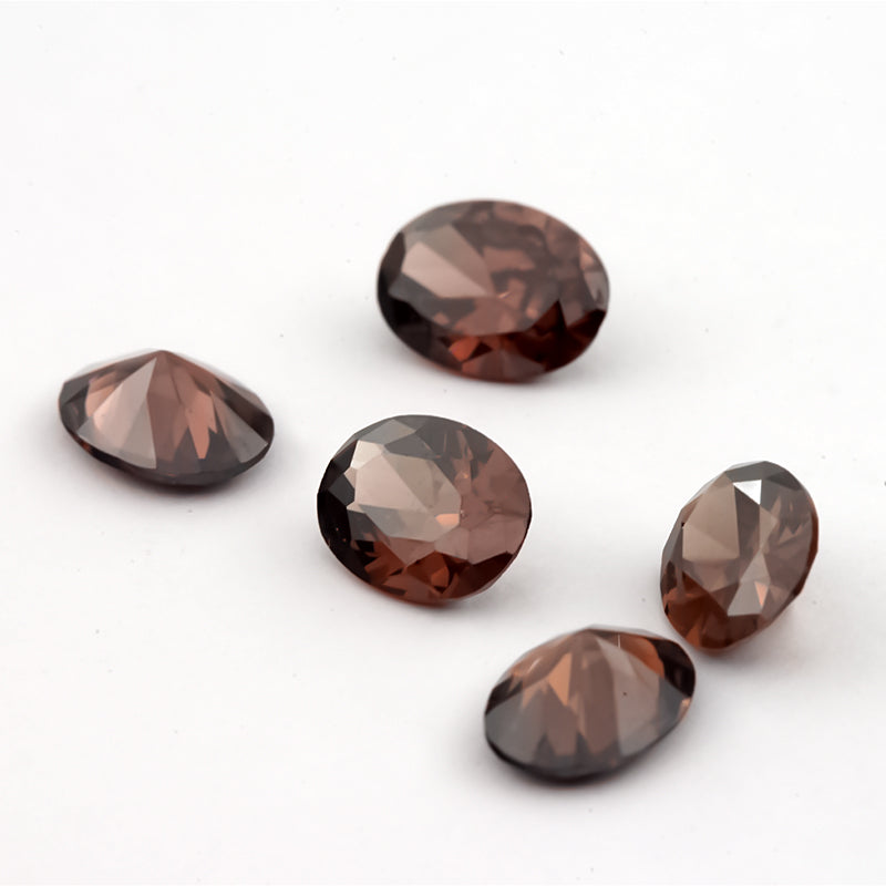 Size 3x5~10x12mm 5A Oval Cut Coffee Color CZ Stone Loose Cubic Zirconia Synthetic Gemstone for Jewelry