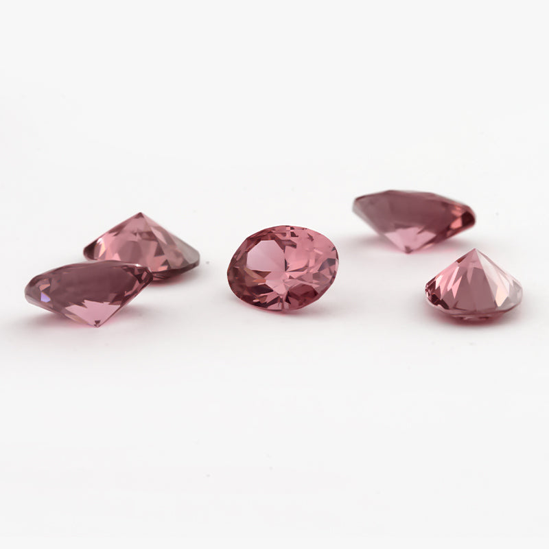 Size 3x5~10x12mm 5A Oval Cut Rhodolite Color CZ Stone Loose Cubic Zirconia Synthetic Gemstone for Jewelry