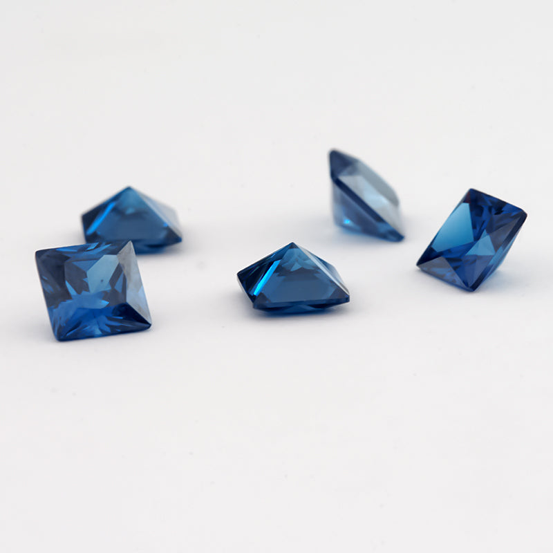 Size 3x3-10x10mm 5A Square Princess Cut Blue CZ Stone Loose Cubic Zirconia Synthetic Gemstone for Jewelry Making