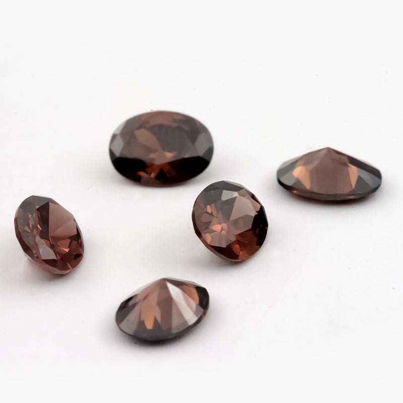 Size 3x5~10x12mm 5A Oval Cut Coffee Color CZ Stone Loose Cubic Zirconia Synthetic Gemstone for Jewelry