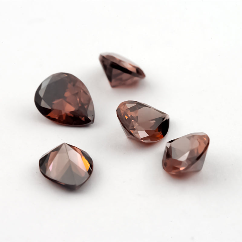 Size 3x5~10x12mm 5A Pear Cut Coffee Color CZ Stone Loose Cubic Zirconia Synthetic Gemstone for Jewelry