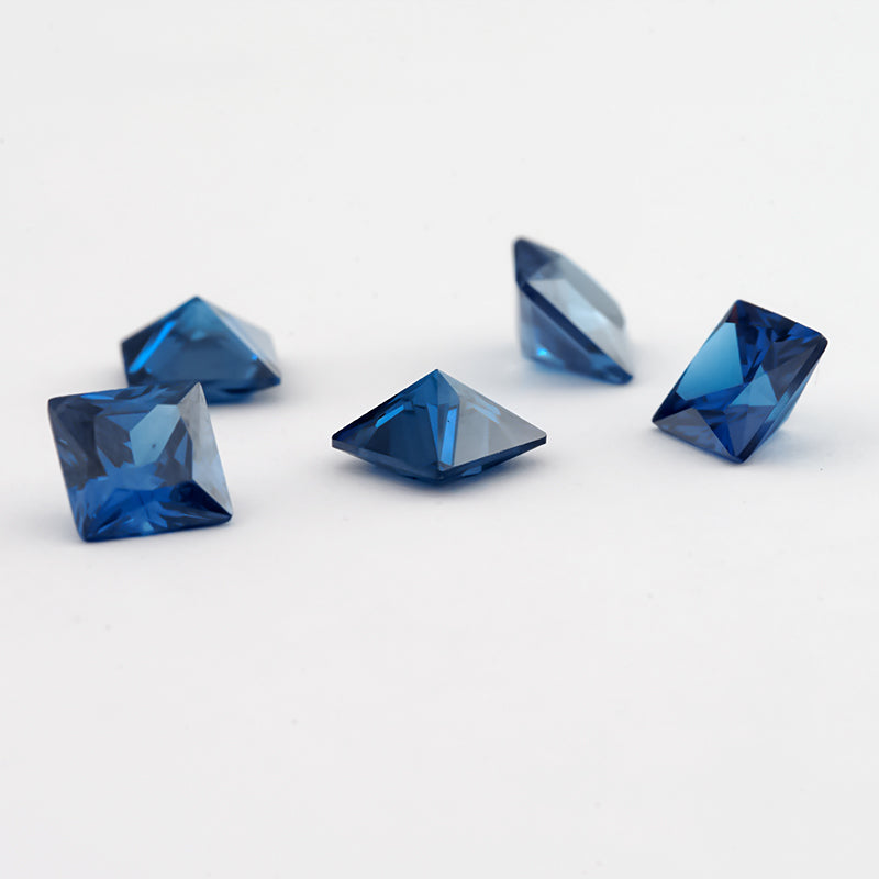 Size 3x3-10x10mm 5A Square Princess Cut Blue CZ Stone Loose Cubic Zirconia Synthetic Gemstone for Jewelry Making