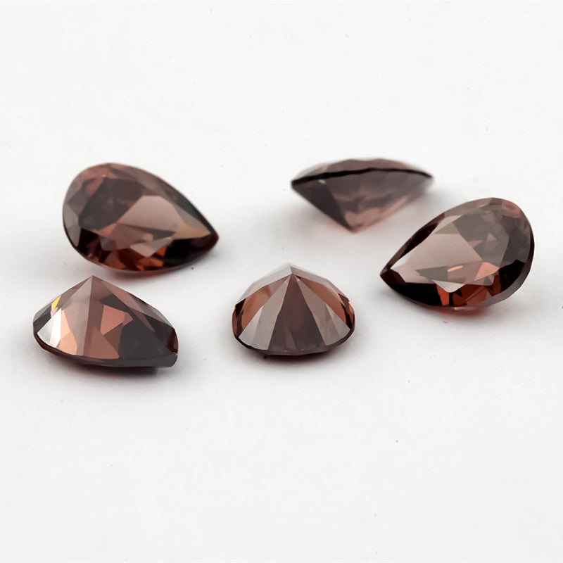 Size 3x5~10x12mm 5A Pear Cut Coffee Color CZ Stone Loose Cubic Zirconia Synthetic Gemstone for Jewelry