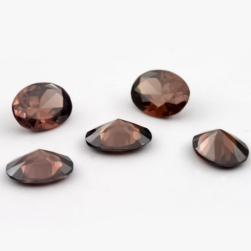 Size 3x5~10x12mm 5A Oval Cut Coffee Color CZ Stone Loose Cubic Zirconia Synthetic Gemstone for Jewelry