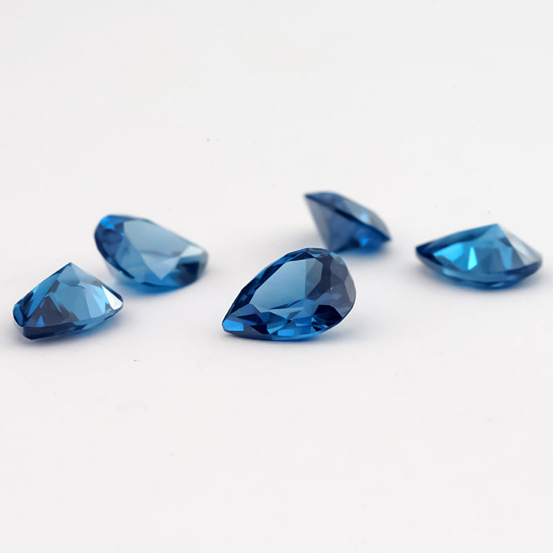 Size 3x5~10x12mm 5A Pear Cut Blue CZ Stone Loose Cubic Zirconia Synthetic Gemstone for Jewelry