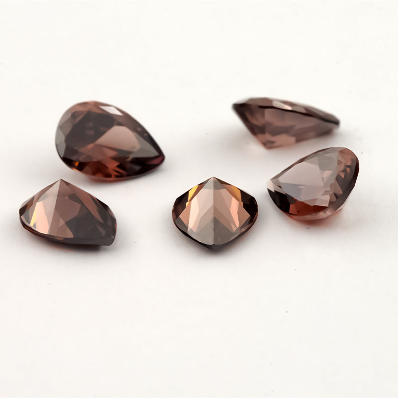 Size 3x5~10x12mm 5A Pear Cut Coffee Color CZ Stone Loose Cubic Zirconia Synthetic Gemstone for Jewelry